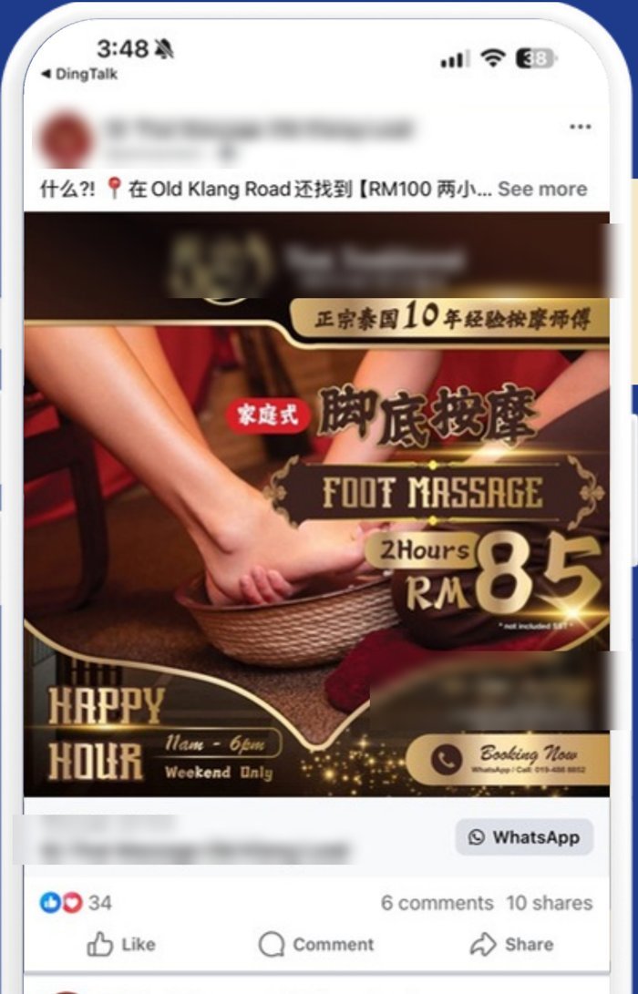 Ad for a massage spa in George Town, Penang
